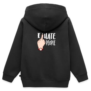 Je déteste les gens qui disent - Pour les gens qui détestent - Sweat Premium à capuche zippé enfant bio - noir - Dos - AI Model Kid Male (0cm)
