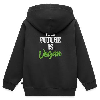Vegan Veganer Veganerin Vaganismus Geschenk - Kinder Premium Organic Zip Hoodie - Schwarz - Hinten - AI Model Kid Male (0cm)