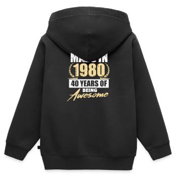1980 40e anniversaire 40 ans cadeau bday - Sweat Premium à capuche zippé enfant bio - noir - Dos - AI Model Kid Male (0cm)