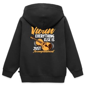 Violine Orchester - Kinder Premium Organic Zip Hoodie - Schwarz - Hinten - AI Model Kid Male (0cm)