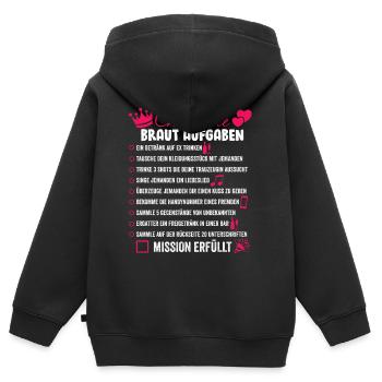 JGA Braut Aufgaben Checklisten T-Shirt Geschenk - Kinder Premium Organic Zip Hoodie - Schwarz - Hinten - AI Model Kid Male (0cm)
