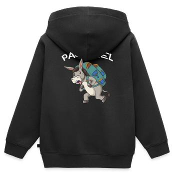 Esel Packesel Maultier Muli Donkey Geschenk - Kinder Premium Organic Zip Hoodie - Schwarz - Hinten - AI Model Kid Male (0cm)