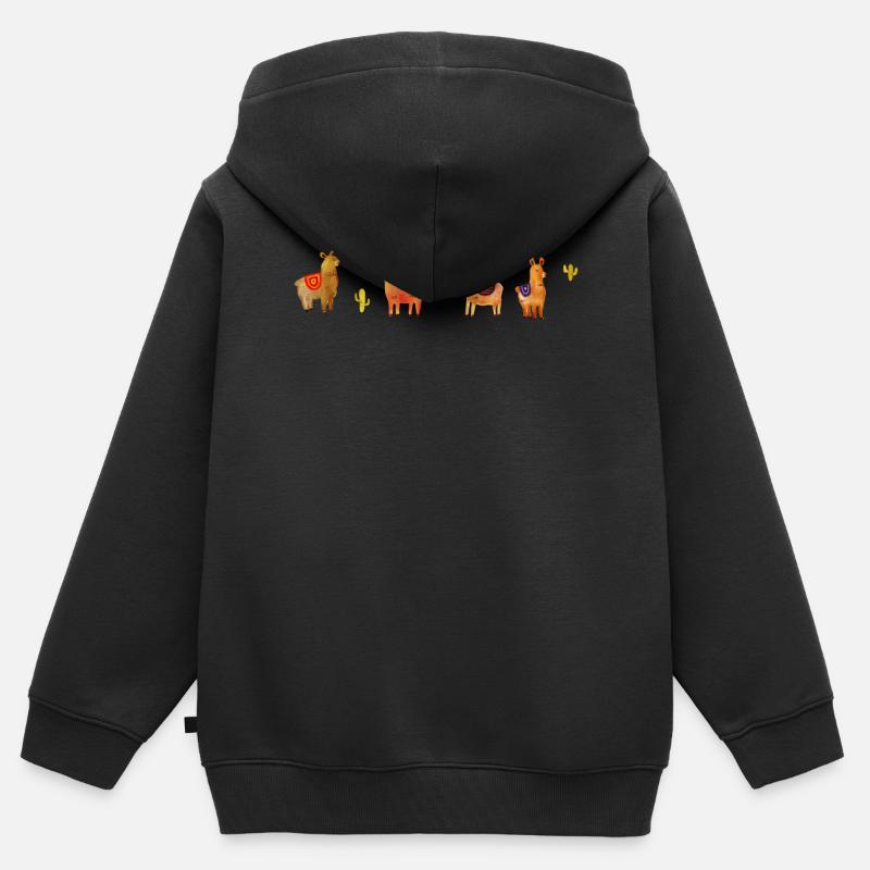 Le groupe Lama - Sweat Premium à capuche zippé enfant bio - noir