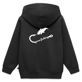 Angeln, Angelrute, Fischer, Männer - Kinder Premium Organic Zip Hoodie - Schwarz - Hinten - AI Model Kid Male (0cm)