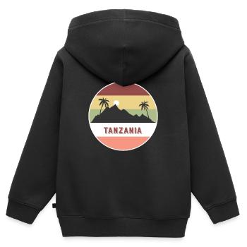 Tanzanie Pays et pays rétro - Sweat Premium à capuche zippé enfant bio - noir - Dos - AI Model Kid Male (0cm)