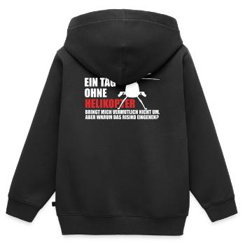 Helikopter Hubschrauber - Kinder Premium Organic Zip Hoodie - Schwarz - Hinten - AI Model Kid Male (0cm)
