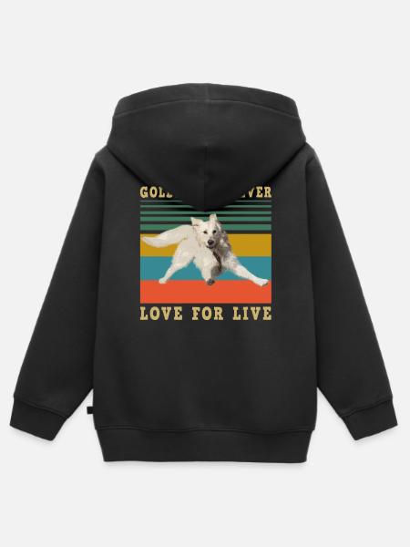 golden retriever - Kinder Premium Organic Zip Hoodie - Schwarz