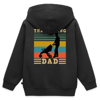 The walking Dad - Kinder Premium Organic Zip Hoodie - Schwarz - Hinten - AI Model Kid Male (0cm)