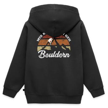 Bouldern Bouldern Bouldern - Kinder Premium Organic Zip Hoodie - Schwarz - Hinten - AI Model Kid Male (0cm)
