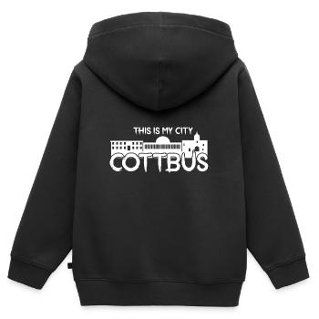 Cottbus - Meine Stadt - - Heimat - Kinder Premium Organic Zip Hoodie - Schwarz - Hinten - AI Model Kid Male (0cm)