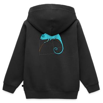 Fibonacci Chamäleon - Goldener Schnitt - Kinder Premium Organic Zip Hoodie - Schwarz - Hinten - AI Model Kid Male (0cm)