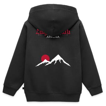 Arménie Arménie - Sweat Premium à capuche zippé enfant bio - noir - Dos - AI Model Kid Male (0cm)