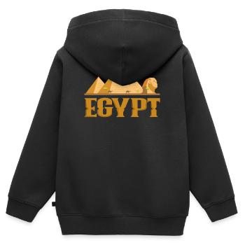 Egypte - Sweat Premium à capuche zippé enfant bio - noir - Dos - AI Model Kid Male (0cm)