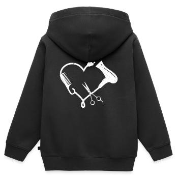 Liebe Friseur - Kinder Premium Organic Zip Hoodie - Schwarz - Hinten - AI Model Kid Male (0cm)