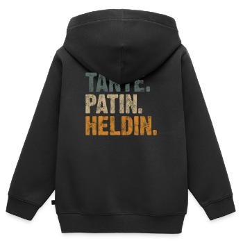 Tante Patin Heldin - Kinder Premium Organic Zip Hoodie - Schwarz - Hinten - AI Model Kid Male (0cm)