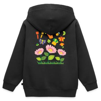 Der Garten - Kinder Premium Organic Zip Hoodie - Schwarz - Hinten - AI Model Kid Male (0cm)