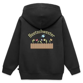 Beetschwester - Kinder Premium Organic Zip Hoodie - Schwarz - Hinten - AI Model Kid Male (0cm)