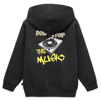Platine vinyle DJ - Sweat Premium à capuche zippé enfant bio - noir - Dos - AI Model Kid Male (0cm)