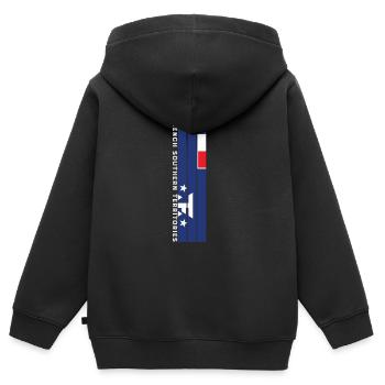 französische Südgebiete Landesfarbe in Streifen - Kinder Premium Organic Zip Hoodie - Schwarz - Hinten - AI Model Kid Male (0cm)