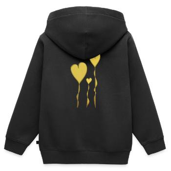 Coeurs dorés - Sweat Premium à capuche zippé enfant bio - noir - Dos - AI Model Kid Male (0cm)