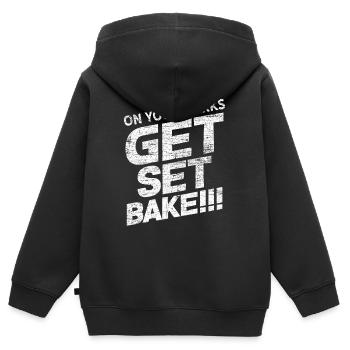 Backen Gebäck - Kinder Premium Organic Zip Hoodie - Schwarz - Hinten - AI Model Kid Male (0cm)