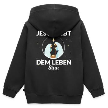 JESUS GIBT DEM LEBEN SINN - Kinder Premium Organic Zip Hoodie - Schwarz - Hinten - AI Model Kid Male (0cm)