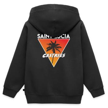 Sainte-Lucie avec capitale - Sweat Premium à capuche zippé enfant bio - noir - Dos - AI Model Kid Male (0cm)