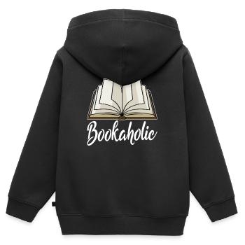 Livres bibliothèque rat de bibliothèque cadeau rat de bibliothèque - Sweat Premium à capuche zippé enfant bio - noir - Dos - AI Model Kid Male (0cm)