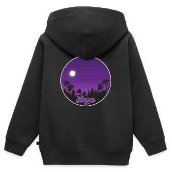 Libye Paradis violet - Sweat Premium à capuche zippé enfant bio - noir - Dos - AI Model Kid Male (0cm)