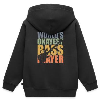 Bass Player Gift WORLD'S OKAYEST BASS PLAYER - Kinder Premium Organic Zip Hoodie - Schwarz - Hinten - AI Model Kid Male (0cm)