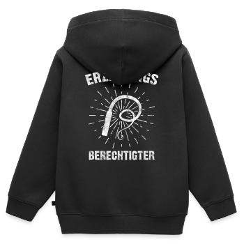 Motif drôle de gardien et de fouet - Sweat Premium à capuche zippé enfant bio - noir - Dos - AI Model Kid Male (0cm)