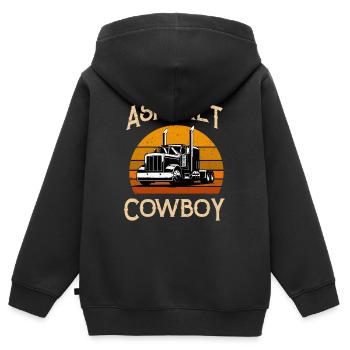 Retro Highway Trucker Road Truck Fahrer Asphalt - Kinder Premium Organic Zip Hoodie - Schwarz - Hinten - AI Model Kid Male (0cm)
