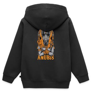 Anubis Dieu égyptien Égypte cadeau divinité - Sweat Premium à capuche zippé enfant bio - noir - Dos - AI Model Kid Male (0cm)