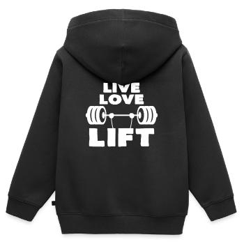 Hantel - Kinder Premium Organic Zip Hoodie - Schwarz - Hinten - AI Model Kid Male (0cm)