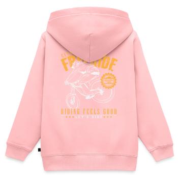 Descente extrême VTT - Sweat Premium à capuche zippé enfant bio - rose - Dos - AI Model Kid Female (0cm)