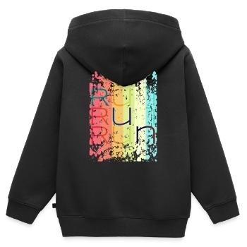 run run - Kinder Premium Organic Zip Hoodie - Schwarz - Hinten - AI Model Kid Male (0cm)