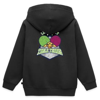 Lass uns Tischtennis Pingpong Rally Racket spielen - Kinder Premium Organic Zip Hoodie - Schwarz - Hinten - AI Model Kid Male (0cm)