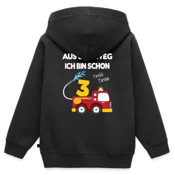 Feuerwehr Auto 3 Jahre alt Kindergeburtstag Junge - Kinder Premium Organic Zip Hoodie - Schwarz - Hinten - AI Model Kid Male (0cm)