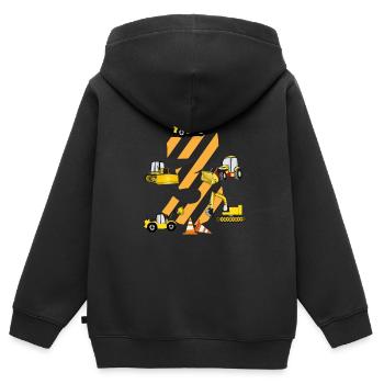 3ème anniversaire pelle 3 ans engins de chantier chargeuse sur pneus - Sweat Premium à capuche zippé enfant bio - noir - Dos - AI Model Kid Male (0cm)
