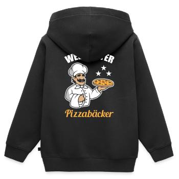 Weltbester Pizzabäcker - Kinder Premium Organic Zip Hoodie - Schwarz - Hinten - AI Model Kid Male (0cm)