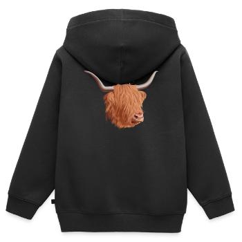 Schottisches Hochlandrind - Kinder Premium Organic Zip Hoodie - Schwarz - Hinten - AI Model Kid Male (0cm)