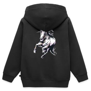 Watercolor horse graphic horses riding love - Kids Premium Organic Zip-up Hoodie - black - Back - AI Model Kid Male (0cm)