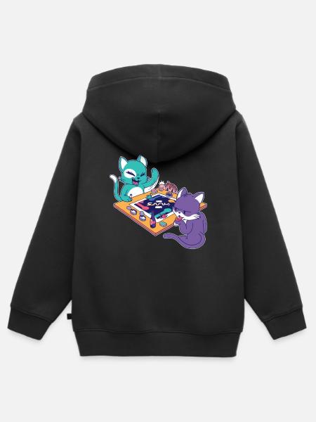 Katzen Gamer Battle Gaming Katze - Kinder Premium Organic Zip Hoodie - Schwarz