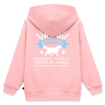 Toilettage de chiens - où les races sont constituées ... - Sweat Premium à capuche zippé enfant bio - rose - Dos - AI Model Kid Female (0cm)