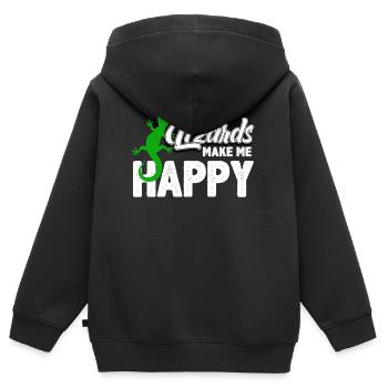 Gecko Eidechse - Kinder Premium Organic Zip Hoodie - Schwarz - Hinten - AI Model Kid Male (0cm)
