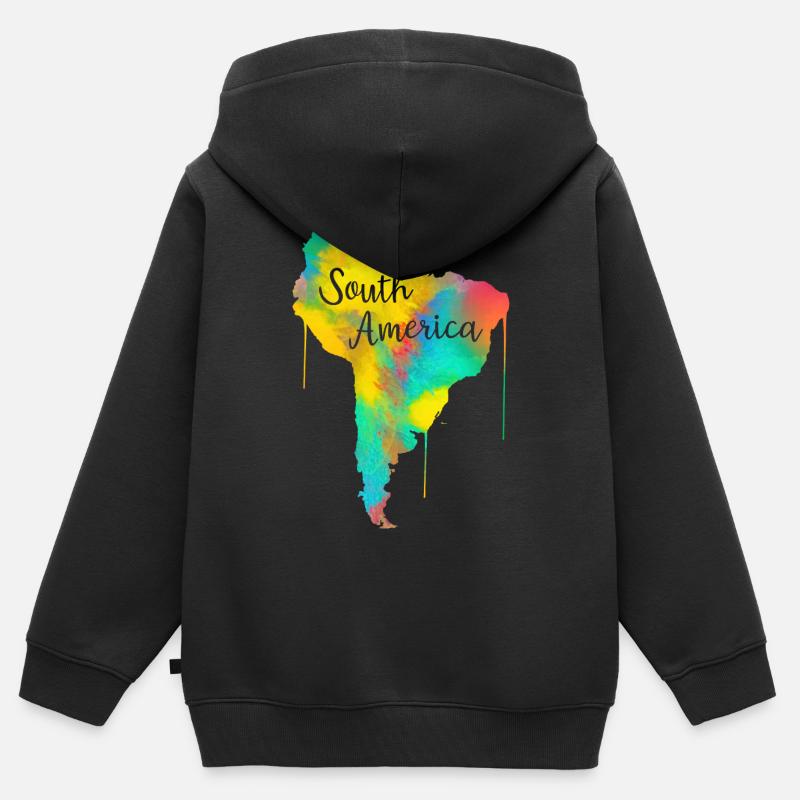 Amérique du sud - Sweat Premium à capuche zippé enfant bio - noir