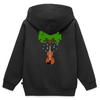 Violine - Kinder Premium Organic Zip Hoodie - Schwarz - Hinten - AI Model Kid Male (0cm)