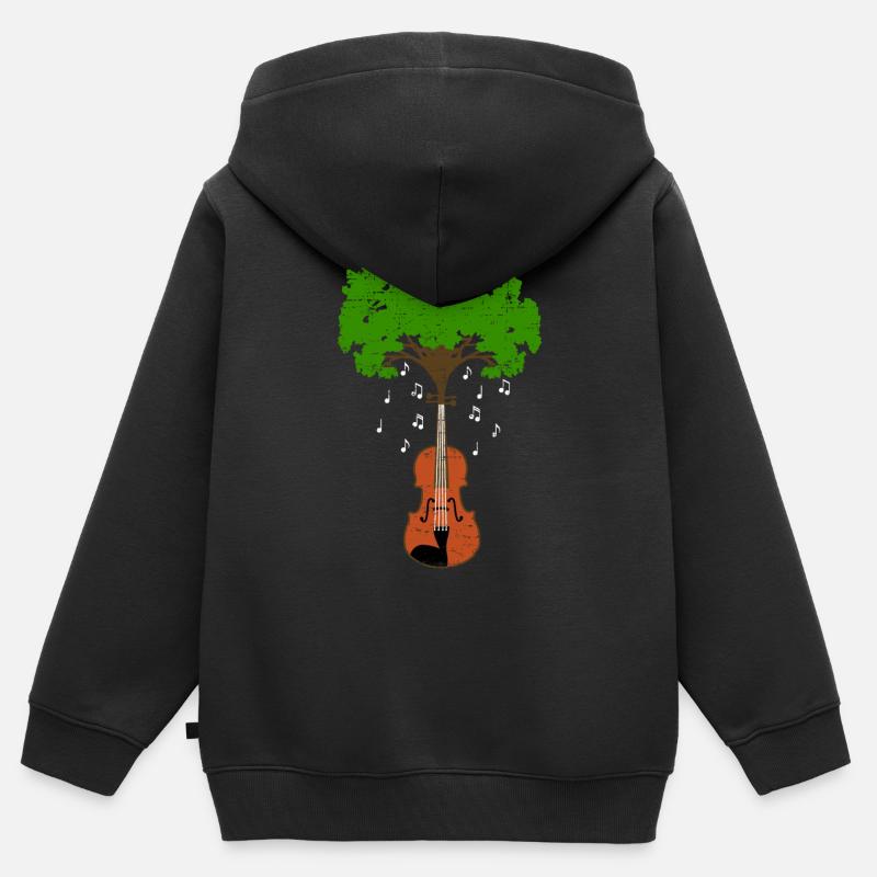 Violon - Sweat Premium à capuche zippé enfant bio - noir