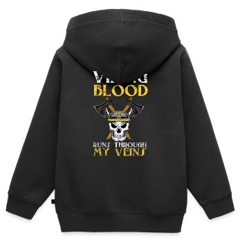 Viking Blut - Kinder Premium Organic Zip Hoodie - Schwarz - Hinten - AI Model Kid Male (0cm)