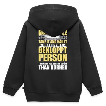 Denglisch lustige Sprüche Geschenkideen - Kinder Premium Organic Zip Hoodie - Schwarz - Hinten - AI Model Kid Male (0cm)